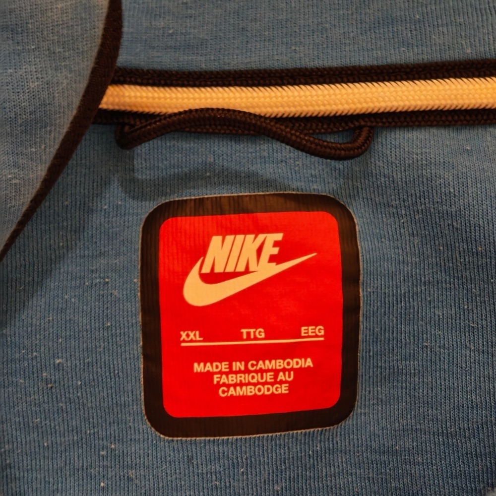Nike Tech Fleece Full Zip Hoodie Mens XXL Light Blue Bonded Zip Jacket - Picture 2 of 7